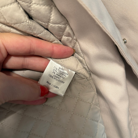 NEW! Calvin Klein L Hooded Raincoat Quilted Interior Waterproof Jacket Tan Beige - Picture 9 of 9